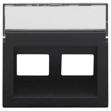 Niko 200-65400 centraalplaat 2-voudig tbv RJ draagring schuin met tekstveld piano black coated