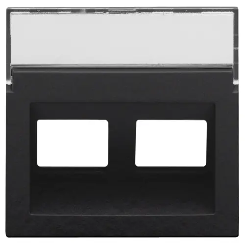 Niko 200-65400 centraalplaat 2-voudig tbv RJ draagring schuin met tekstveld piano black coated