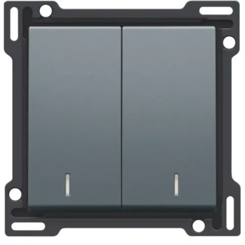 Niko 220-61507 schakelwip 2-voudig met controlevenster blue grey coated