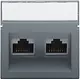 Niko 220-65400 centraalplaat 2-voudig tbv RJ draagring schuin met tekstveld blue grey coated