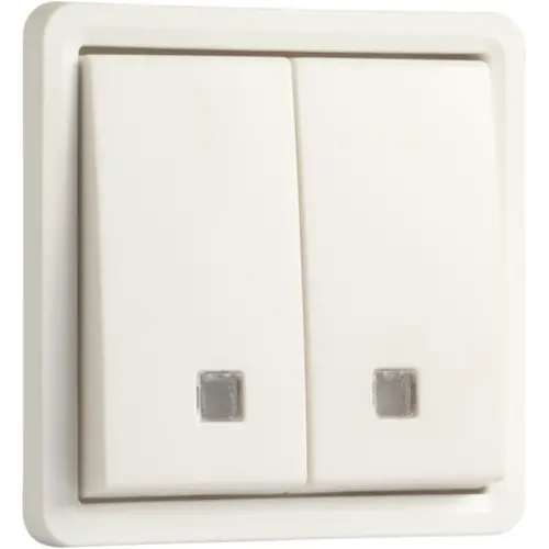 Niko 701-35100 Hydro verlichtbare pulsdrukker 2-voudig met controlevenster 2 maak- of verbreekcontacten schroefklemmen wit