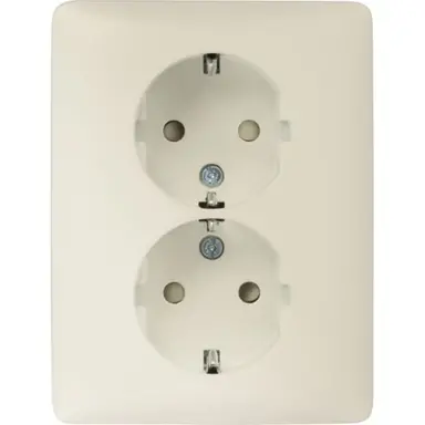 Niko 100-67865 wandcontactdoos 2-voudig met randaarde en verhoogde aanraakbeveiliging voor enkele inbouwdoos cream