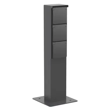 Niko 761-36935 Hydro tuinpaal met grondplaat en wandcontactdoos 3-voudig randaarde zwart