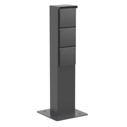 Niko 761-36935 Hydro tuinpaal met grondplaat en wandcontactdoos 3-voudig randaarde zwart