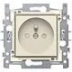 Niko 100-66605 wandcontactdoos met penaarde kindveilig Belgie met afdekking cream