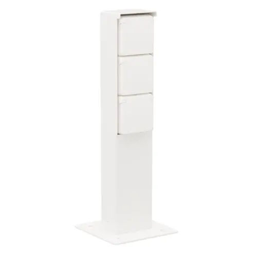 Niko 701-36935 Hydro tuinpaal met grondplaat en wandcontactdoos 3-voudig randaarde wit