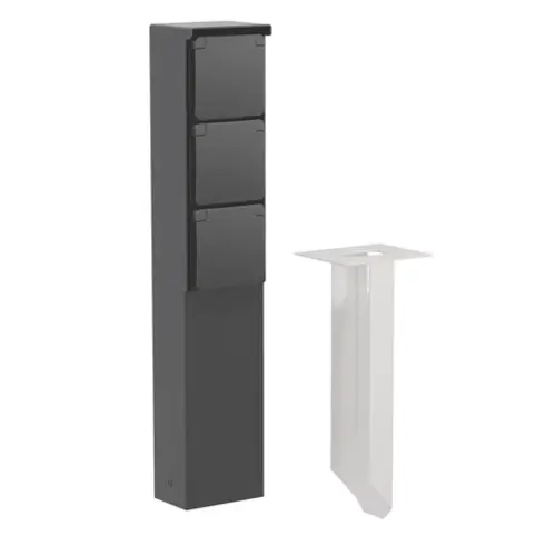 Niko 761-36835 Hydro tuinpaal met grondpin en wandcontactdoos 3-voudig randaarde zwart