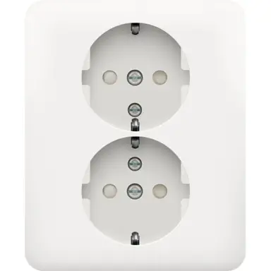Niko 101-67865 wandcontactdoos 2-voudig met randaarde en verhoogde aanraakbeveiliging voor enkele inbouwdoos white