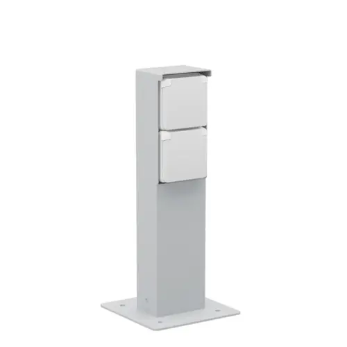 Niko 700-36925 Hydro tuinpaal met grondplaat en wandcontactdoos 2-voudig randaarde grijs