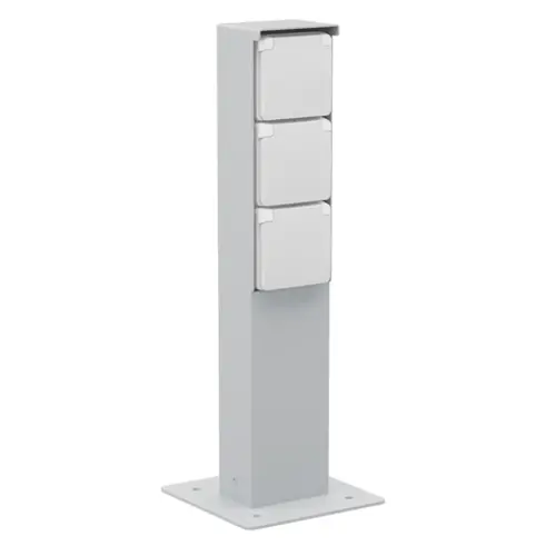 Niko 700-36935 Hydro tuinpaal met grondplaat en wandcontactdoos 3-voudig randaarde grijs