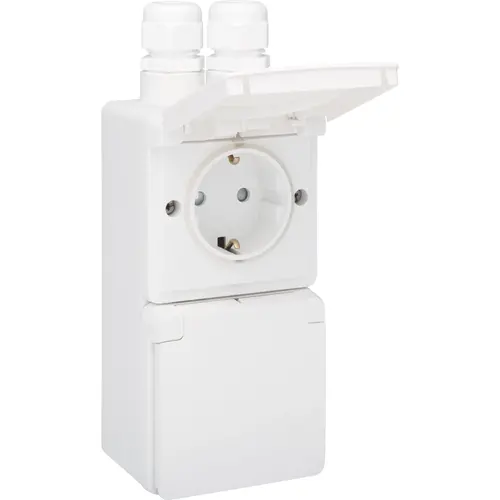 Niko 701-37835 Hydro wandcontactdoos 2-voudig randaarde met 2x M20 ingang opbouw insteekklemmen verticaal wit