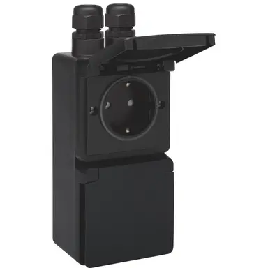 Niko 761-37835 Hydro wandcontactdoos 2-voudig randaarde met 2x M20 ingang opbouw insteekklemmen verticaal zwart