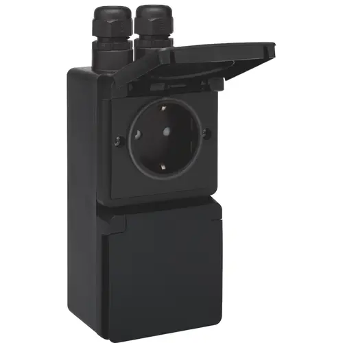 Niko 761-37835 Hydro wandcontactdoos 2-voudig randaarde met 2x M20 ingang opbouw insteekklemmen verticaal zwart