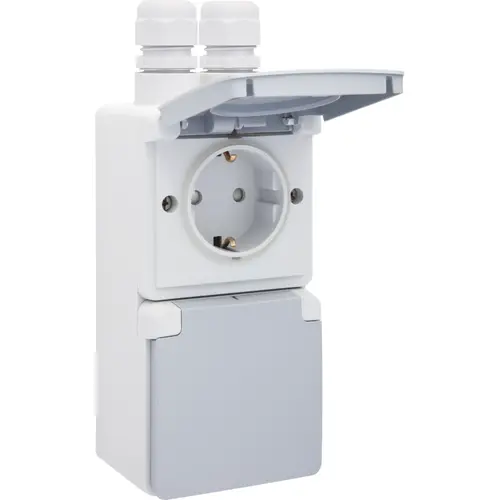 Niko 700-37832 Hydro wandcontactdoos 2-voudig randaarde met 2x M20 ingang opbouw schroefklemmen verticaal grijs