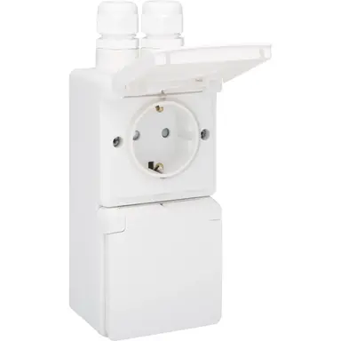 Niko 701-37832 Hydro wandcontactdoos 2-voudig randaarde met 2x M20 ingang opbouw schroefklemmen verticaal wit