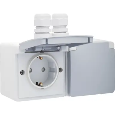 Niko 700-37838 Hydro wandcontactdoos 2-voudig randaarde met 2x M20 ingang opbouw schroefklemmen horizontaal grijs