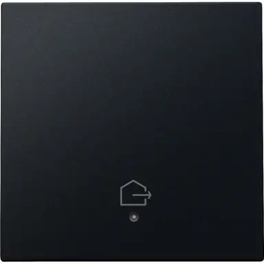 Niko 161-32902 afwerkingsset voor geconnecteerde enkele schakelaar met lens en symbool woning verlaten black coated