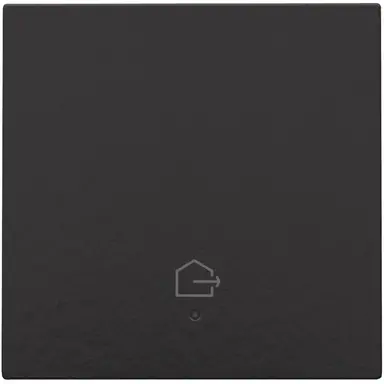 Niko 200-32902 afwerkingsset geconnecteerde enkele schakelaar met lens en symbool woning verlaten piano black coated