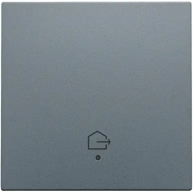 Niko 220-32902 afwerkingsset geconnecteerde enkele schakelaar met lens en symbool woning verlaten blue grey coated