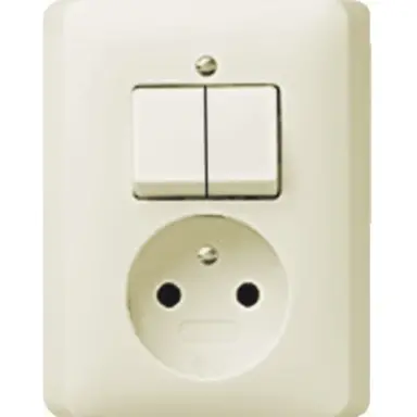 Gira 047501 combinatie serieschakelaar en wandcontactdoos zonder randaarde Standaard 55 creme glans