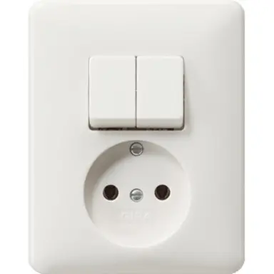 Gira 047503 combinatie serieschakelaar en wandcontactdoos zonder randaarde Standaard 55 wit glans