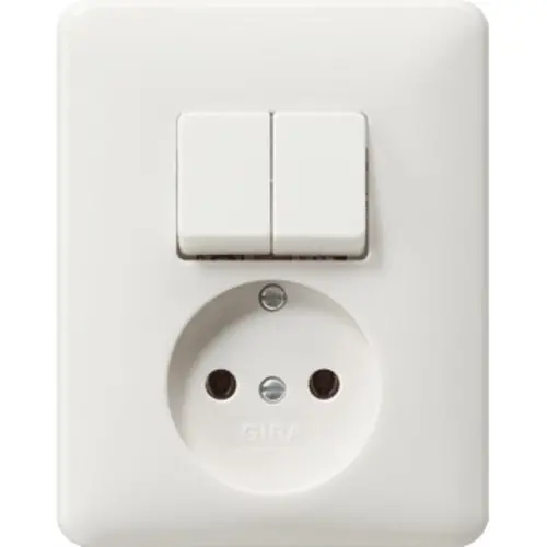 Gira 047503 combinatie serieschakelaar en wandcontactdoos zonder randaarde Standaard 55 wit glans