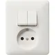 Gira 047503 combinatie serieschakelaar en wandcontactdoos zonder randaarde Standaard 55 wit glans