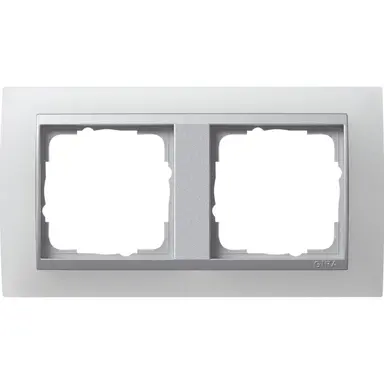 Gira 021250 afdekraam 2-voudig Event Opaque wit mat/aluminium mat