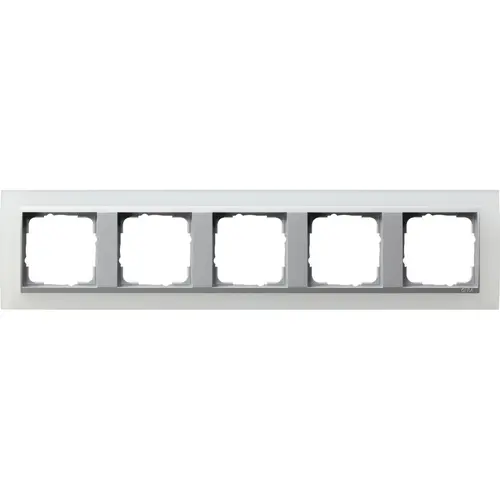 Gira 021550 afdekraam 5-voudig Event Opaque wit mat/aluminium mat