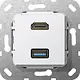 Gira 567903 basiselement HDMI en USB 3.0 type A met verloopkabel wit glans