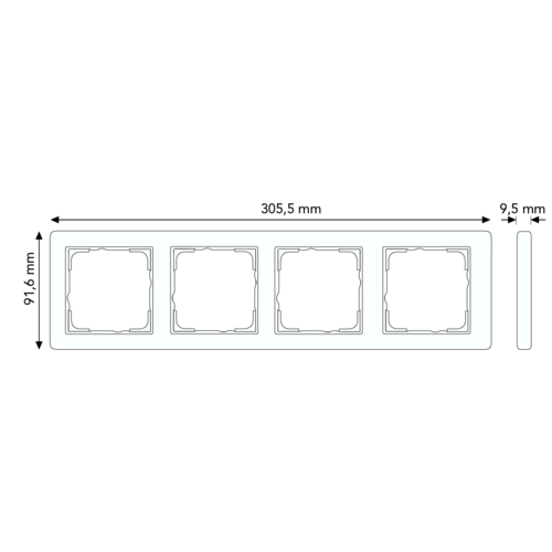 Gira 0214413 afdekraam 4-voudig E3 donkergrijs/wit