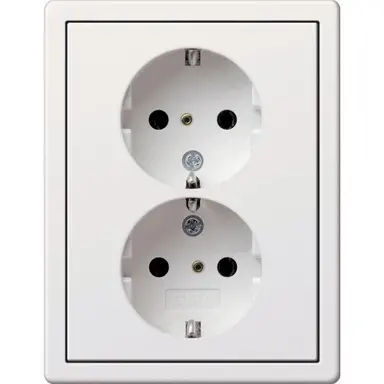 Gira 0780112 wandcontactdoos 2-voudig randaarde voor enkele inbouwdoos F100 wit glans