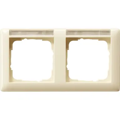Gira 109201 afdekraam 2-voudig horizontaal met tekstkader Standaard 55 creme glans