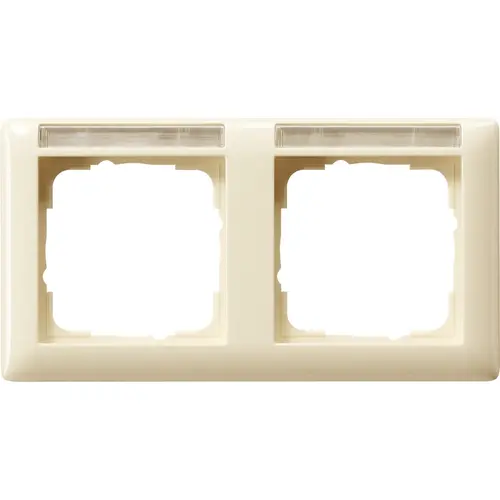 Gira 109201 afdekraam 2-voudig horizontaal met tekstkader Standaard 55 creme glans