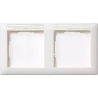 Gira 109203 afdekraam 2-voudig horizontaal met tekstkader Standaard 55 wit glans