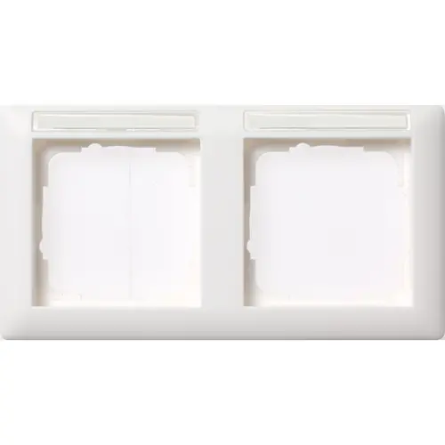 Gira 109203 afdekraam 2-voudig horizontaal met tekstkader Standaard 55 wit glans