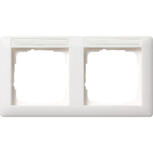 Gira 109227 afdekraam 2-voudig horizontaal met tekstkader Standaard 55 wit mat