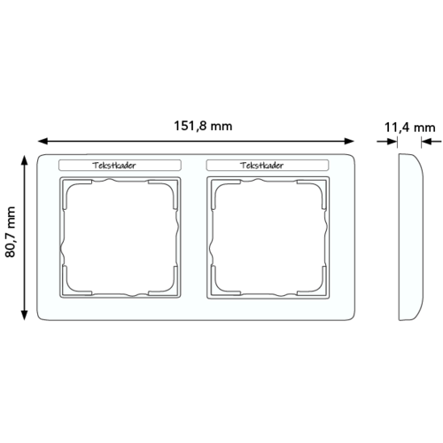 Gira 109227 afdekraam 2-voudig horizontaal tekstkader Standaard 55 wit mat