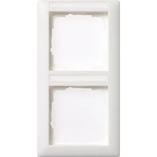 Gira 110203 afdekraam 2-voudig verticaal met tekstkader Standaard 55 wit glans