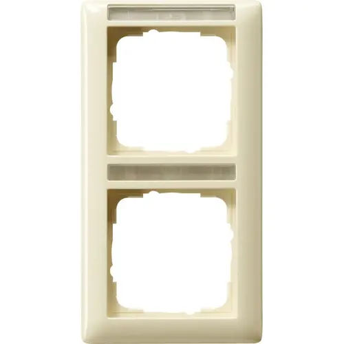 Gira 110201 afdekraam 2-voudig verticaal met tekstkader Standaard 55 creme glans