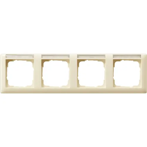 Gira 109401 afdekraam 4-voudig horizontaal met tekstkader Standaard 55 creme glans