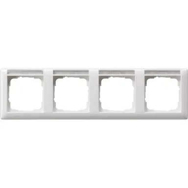 Gira 109403 afdekraam 4-voudig horizontaal met tekstkader Standaard 55 wit glans