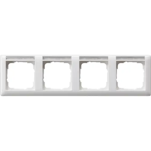 Gira 109403 afdekraam 4-voudig horizontaal met tekstkader Standaard 55 wit glans