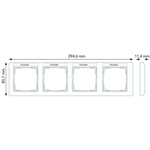 Gira 109403 afdekraam 4-voudig horizontaal met tekstkader Standaard 55 wit glans