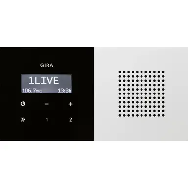 Gira 2280112 inbouwradio RDS zwartglaslook met luidspreker F100