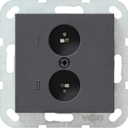 Gira 040228 inzpl stereo wandcontactdoos antraciet Systeem 55