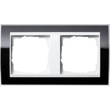 Gira 0212733 afdekraam 2-voudig Event Clear zwart glans/wit glans