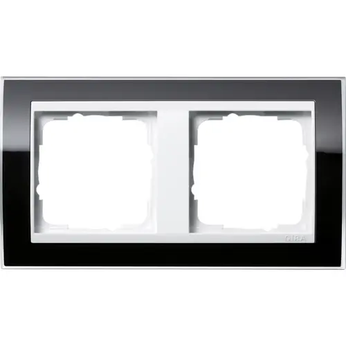 Gira 0212733 afdekraam 2-voudig Event Clear zwart glans/wit glans