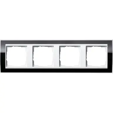 Gira 0214733 afdekraam 4-voudig Event Clear zwart glans/wit glans