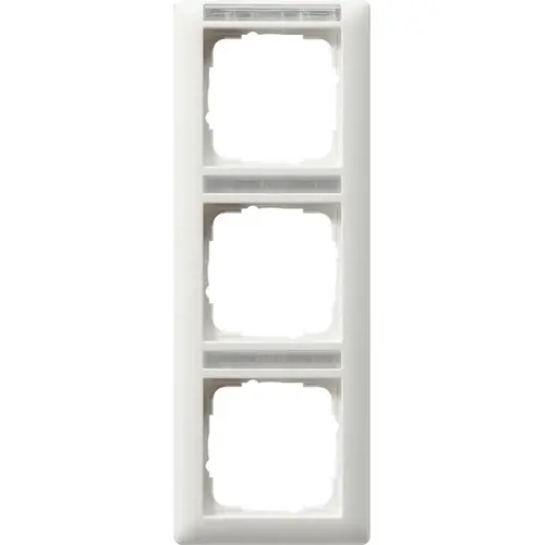 Gira 110327 afdekraam 3-voudig verticaal met tekstkader Standaard 55 wit mat